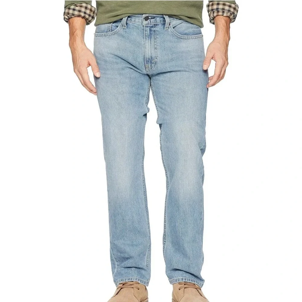 NWT Levi's 505 Regular Straight Jeans Men's 38x32 Light Blue Wash Cotton Blend